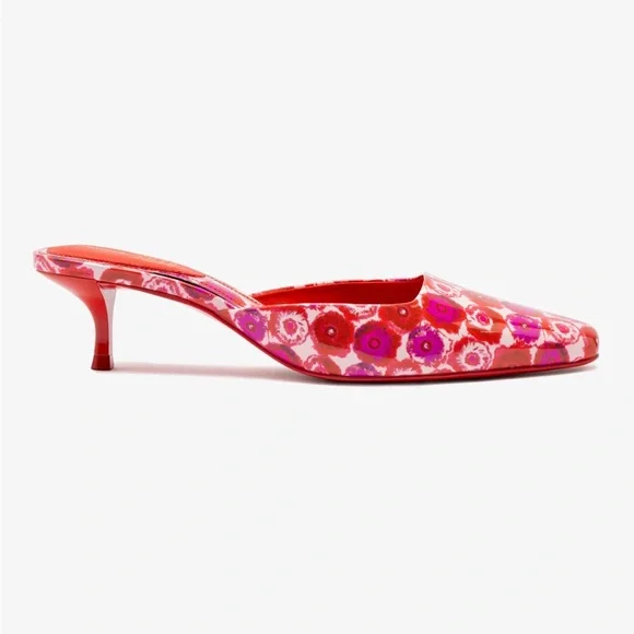 LARROUDÉ x Jonathan Cohen Amal Mule - Red Abstract Printed Patent Leather